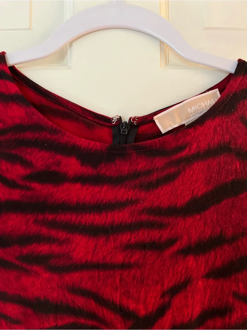 Michael Kors Red Zebra-Print Knot Waist Dress - Women